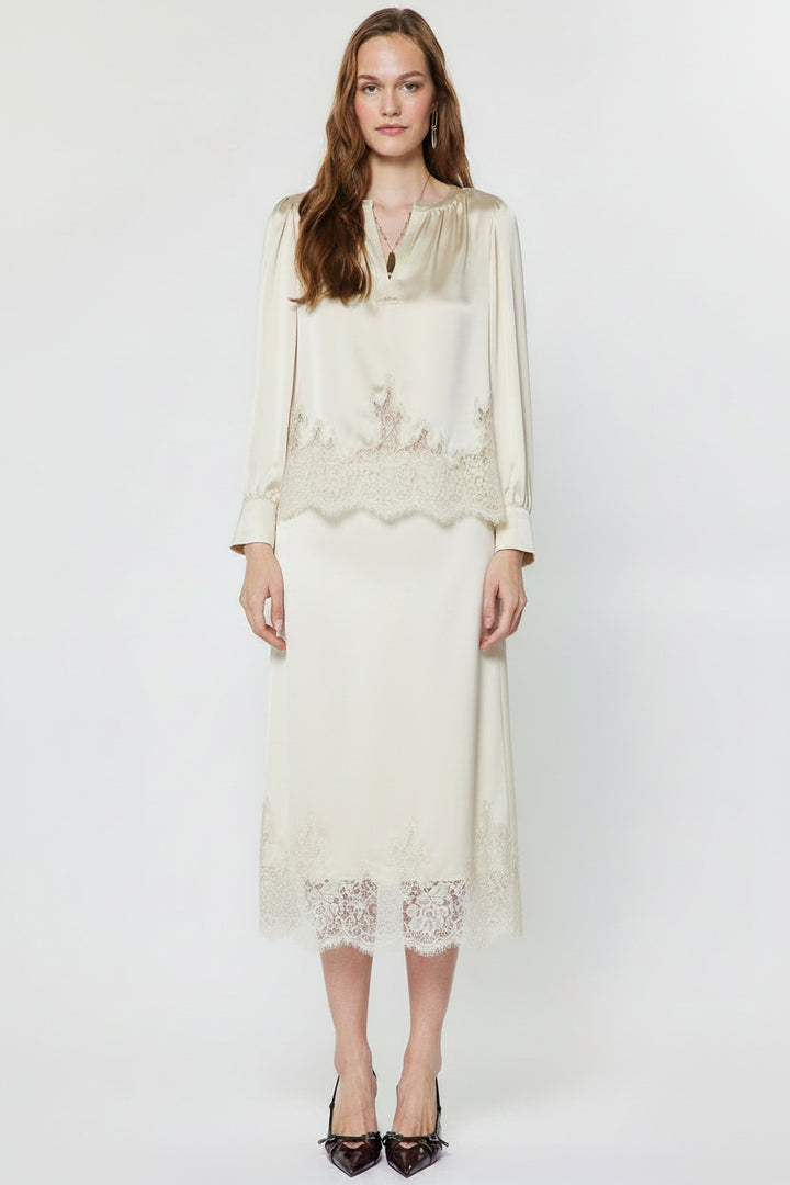 Lace Hem Satin BLouse