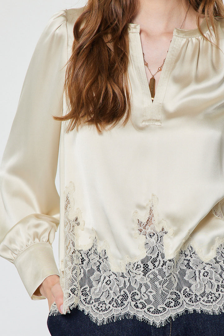Lace Hem Satin BLouse