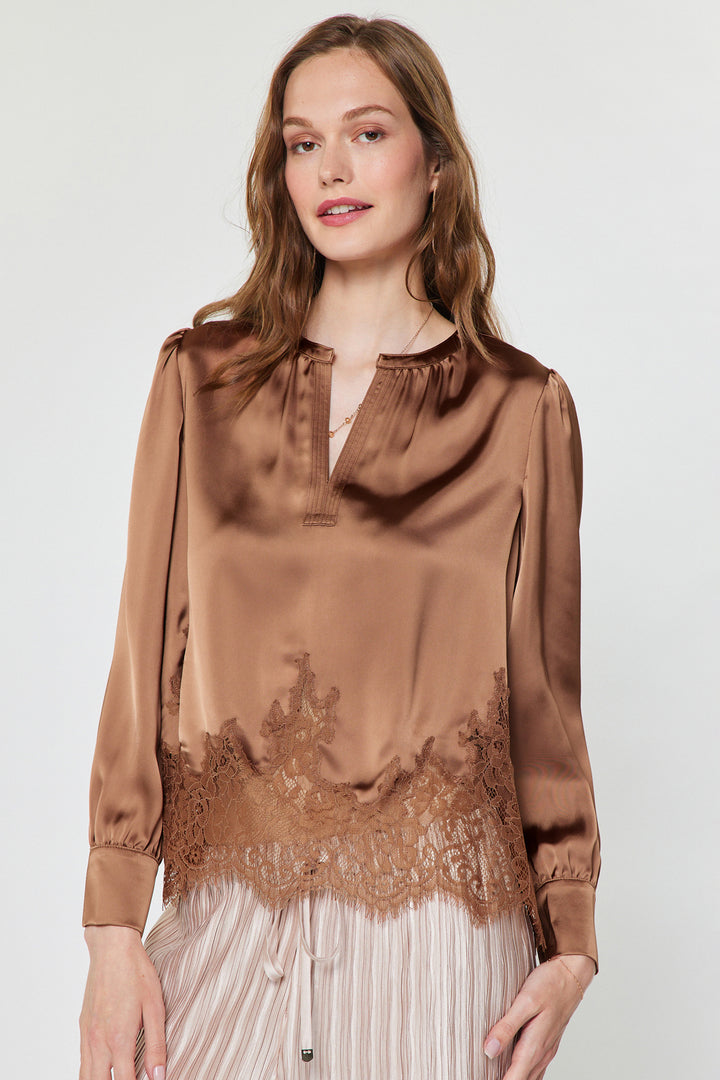 Lace Hem Satin BLouse