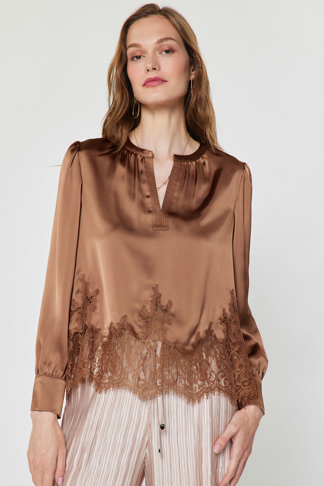 Lace Hem Satin BLouse