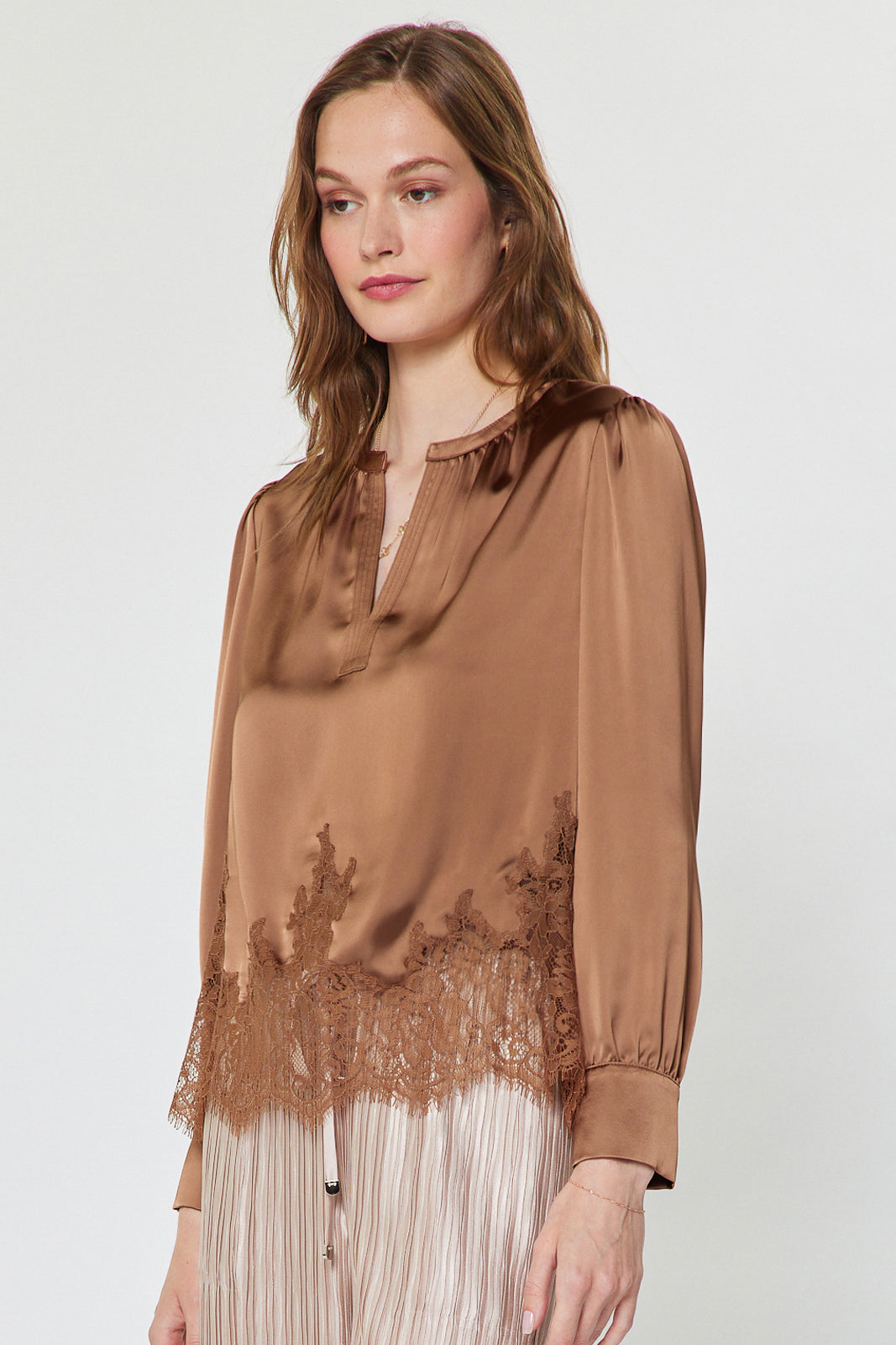 Lace Hem Satin BLouse