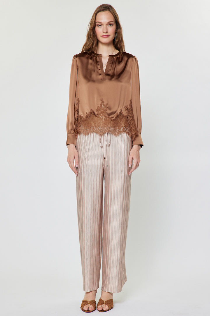 Lace Hem Satin BLouse
