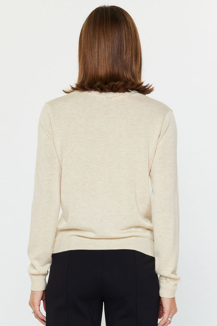 V-Neck Sweater w/ Lace Trim