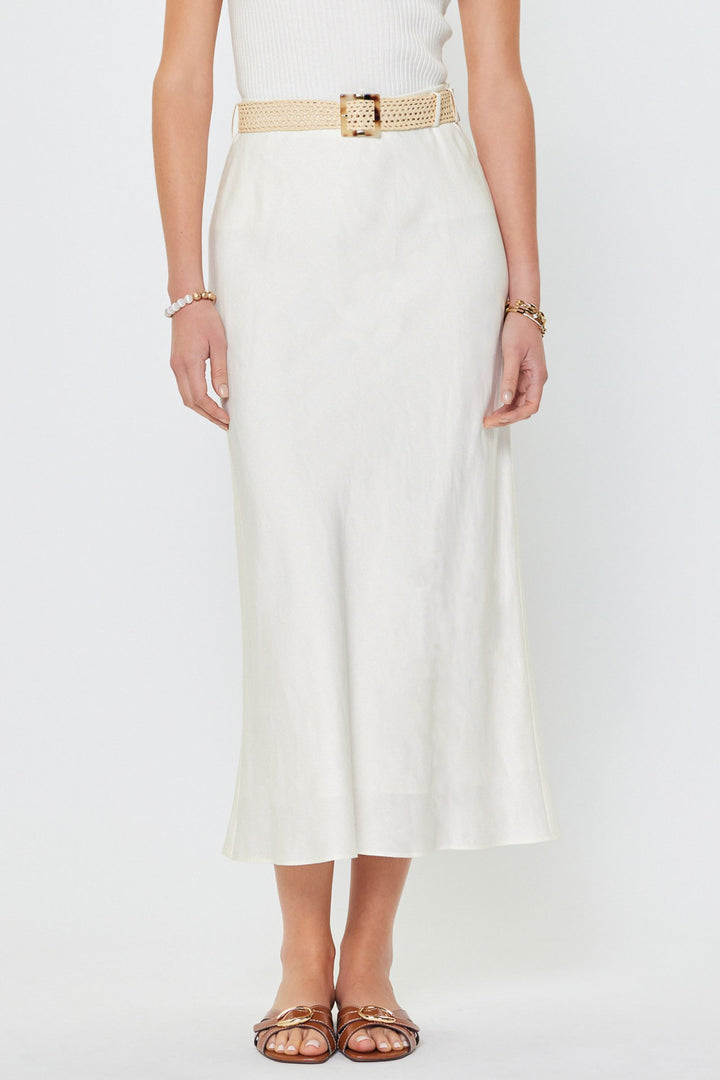 Linen Midi Belted Skirt
