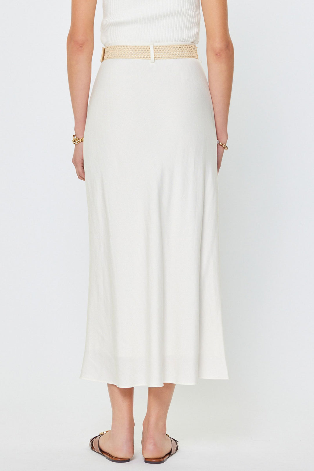 Linen Midi Belted Skirt