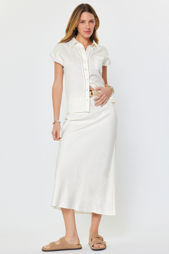 Linen Midi Belted Skirt