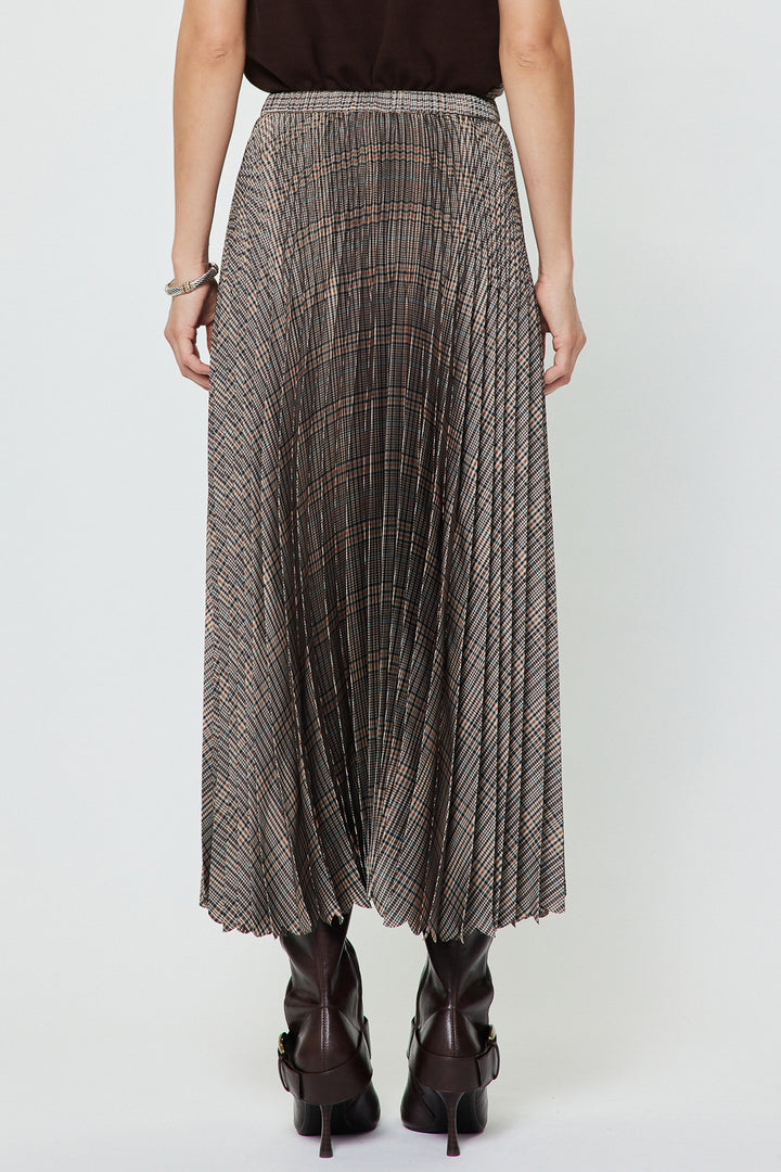 Plaid Pleated Midi Skirt