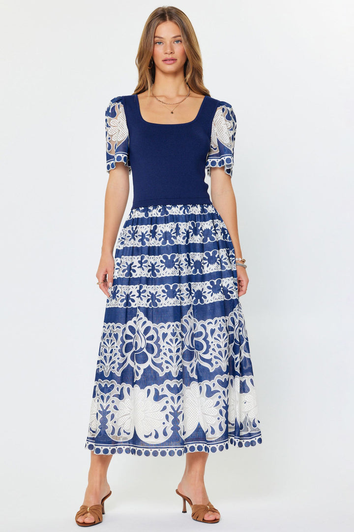 European Cobalt Lace Dress