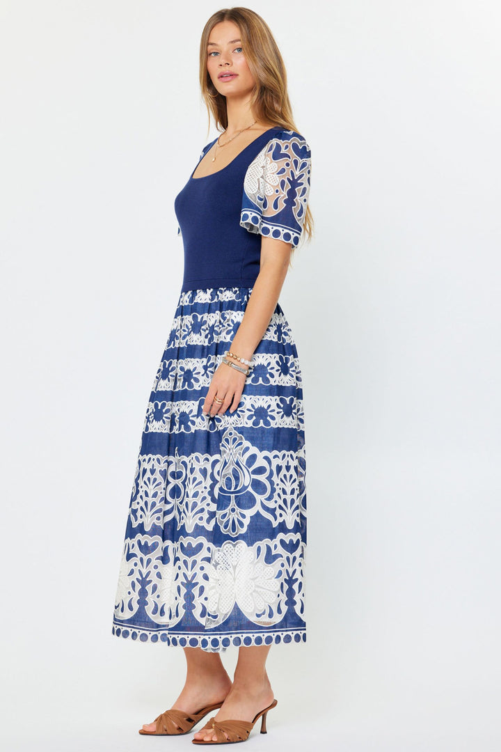 European Cobalt Lace Dress