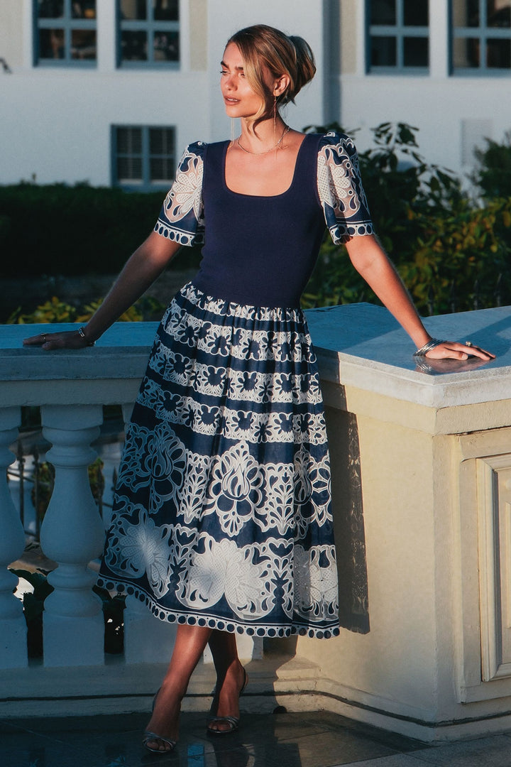 European Cobalt Lace Dress