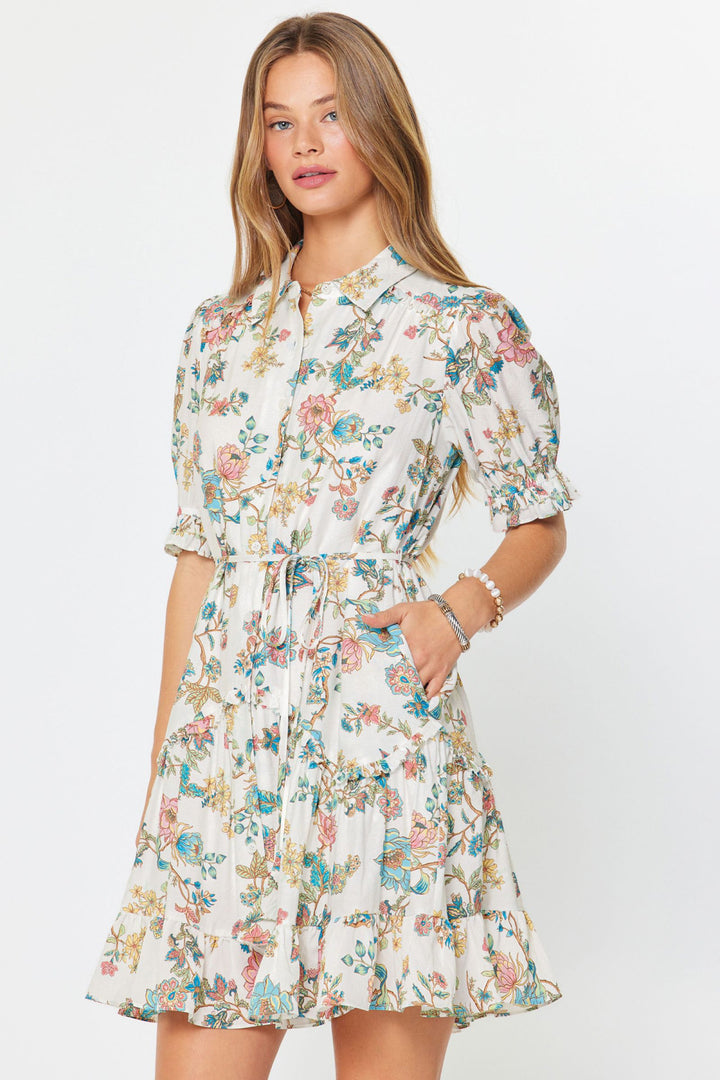 Botanical Floral Short Slv Dress