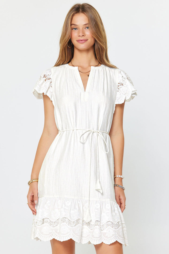 Lace Trim Ruffle Mini Dress