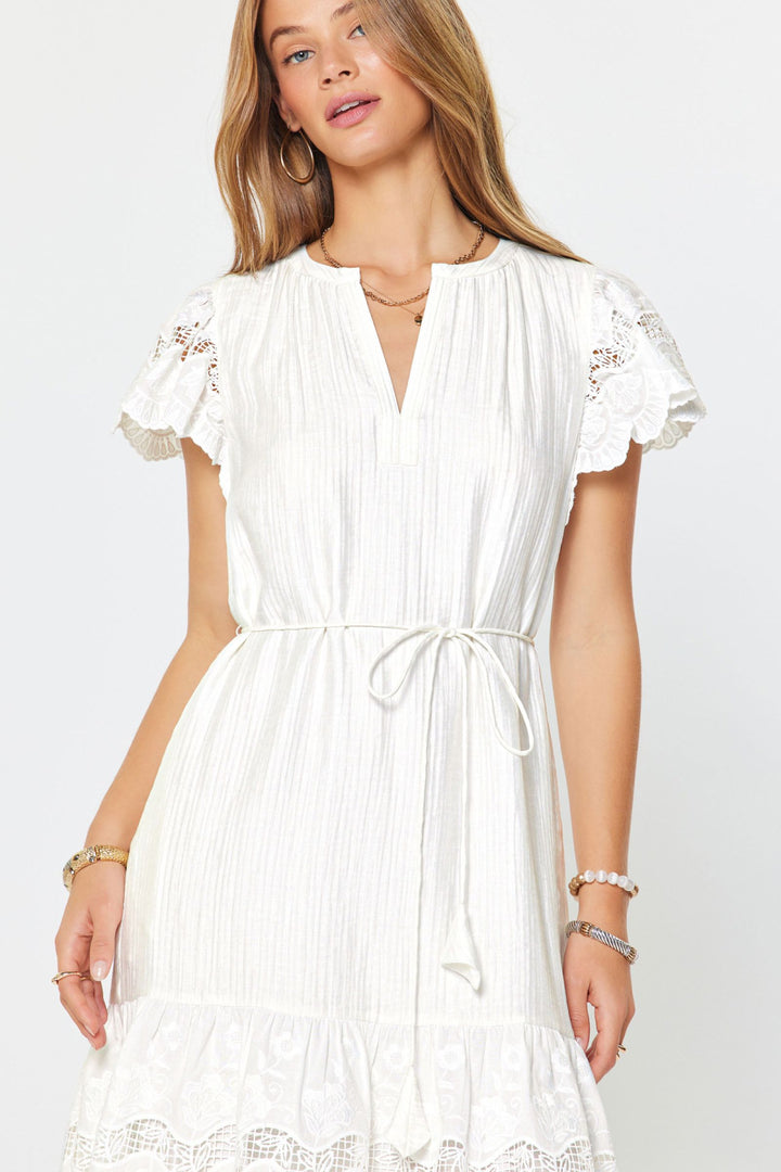 Lace Trim Ruffle Mini Dress