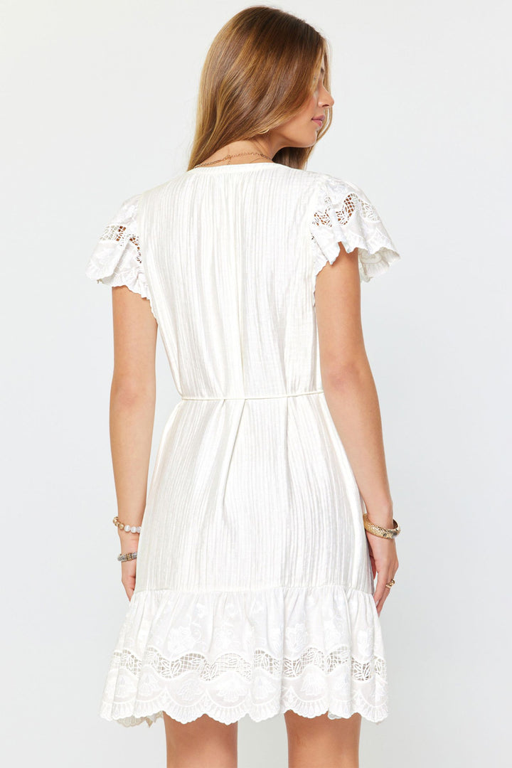 Lace Trim Ruffle Mini Dress