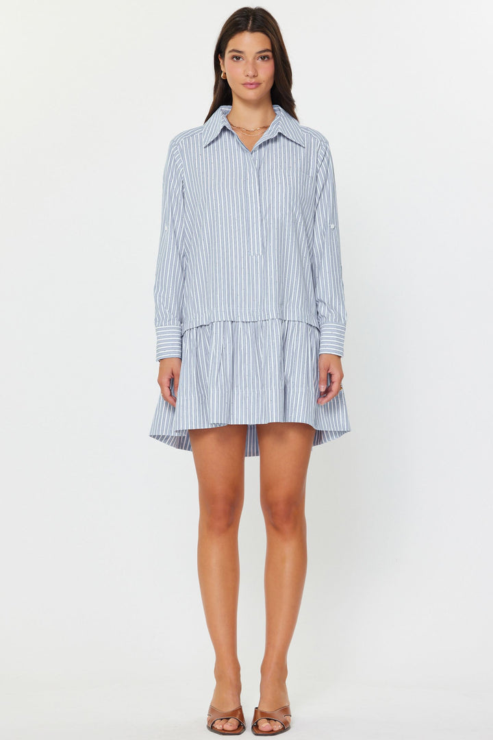 Rhinestone Striped Button-Down Mini Dress