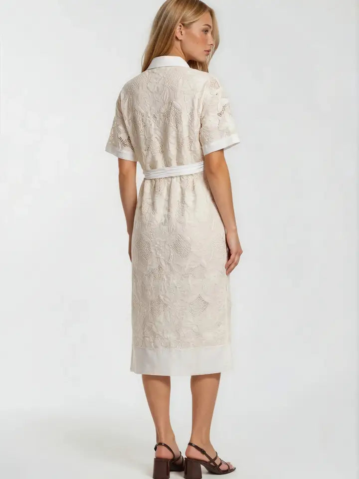Lace Midi Shirt Dress