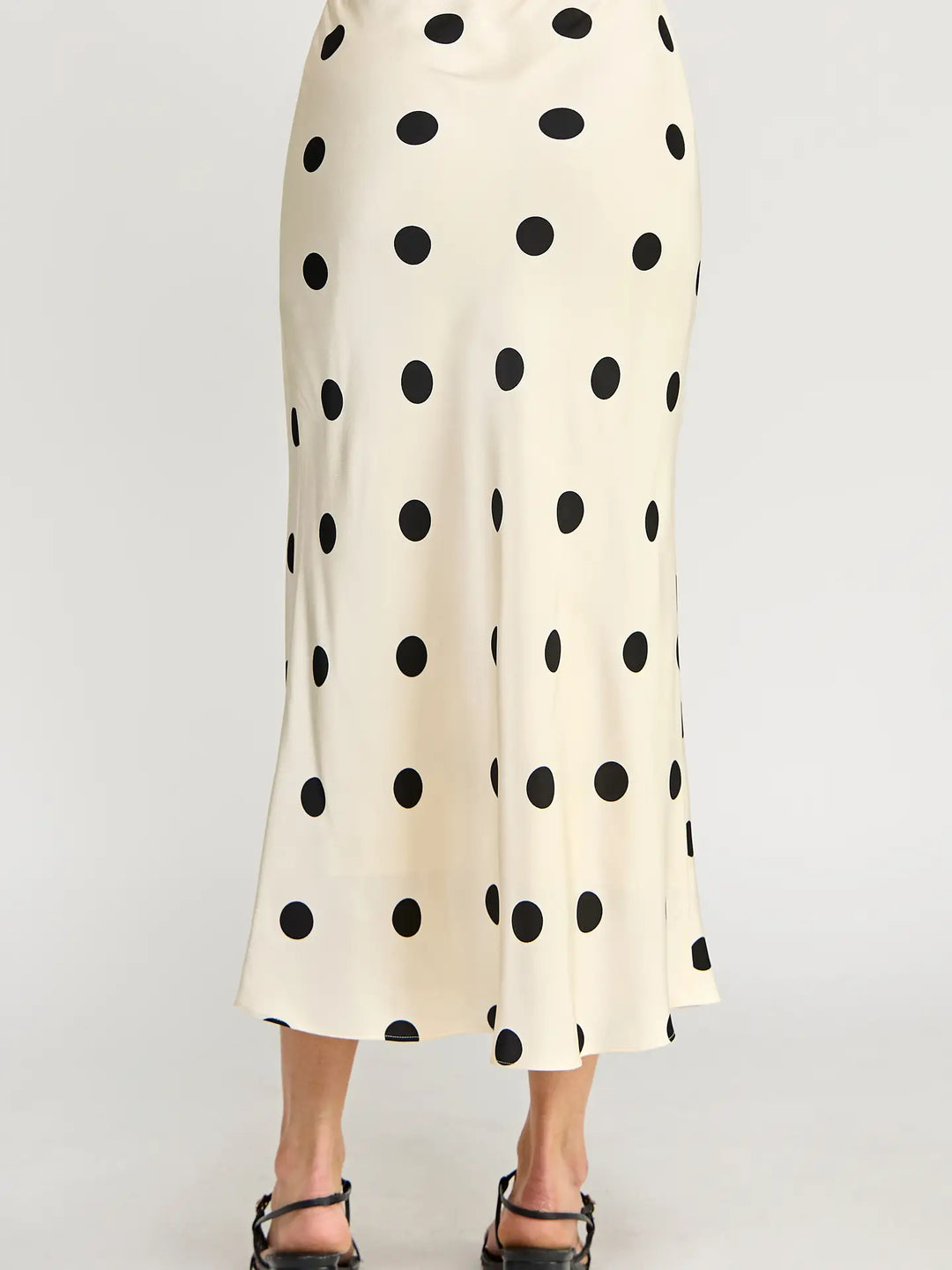 Polka Dot Satin Midi Skirt