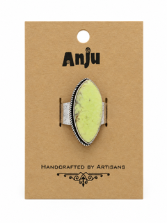 Handcrafted Kashi Semiprecious Stone Ring - Lemon Chrysoprase