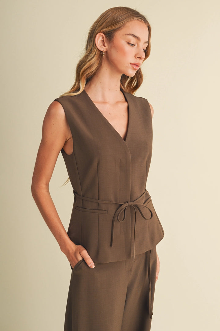 Tie-Waist Peplum Vest