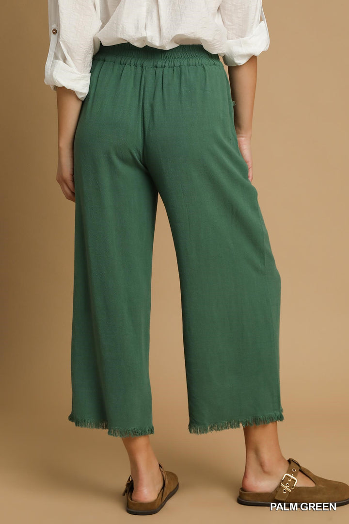 Frayed Hem Wide-Leg Pants
