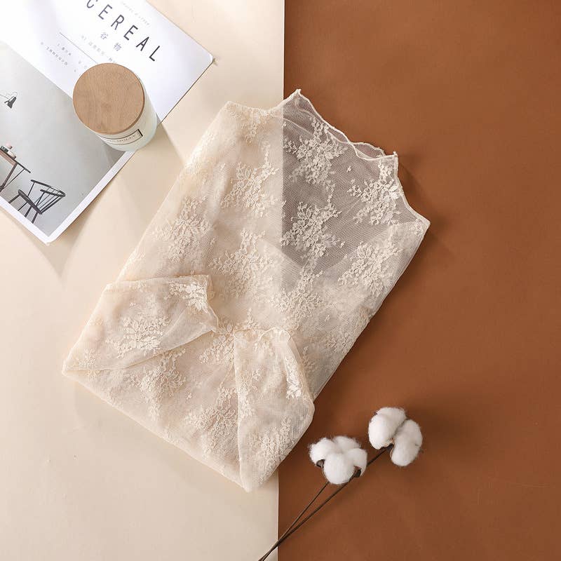 Sheer Mesh Floral Lace Top
