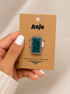 Handcrafted Kashi Semiprecious Stone Ring - Apatite
