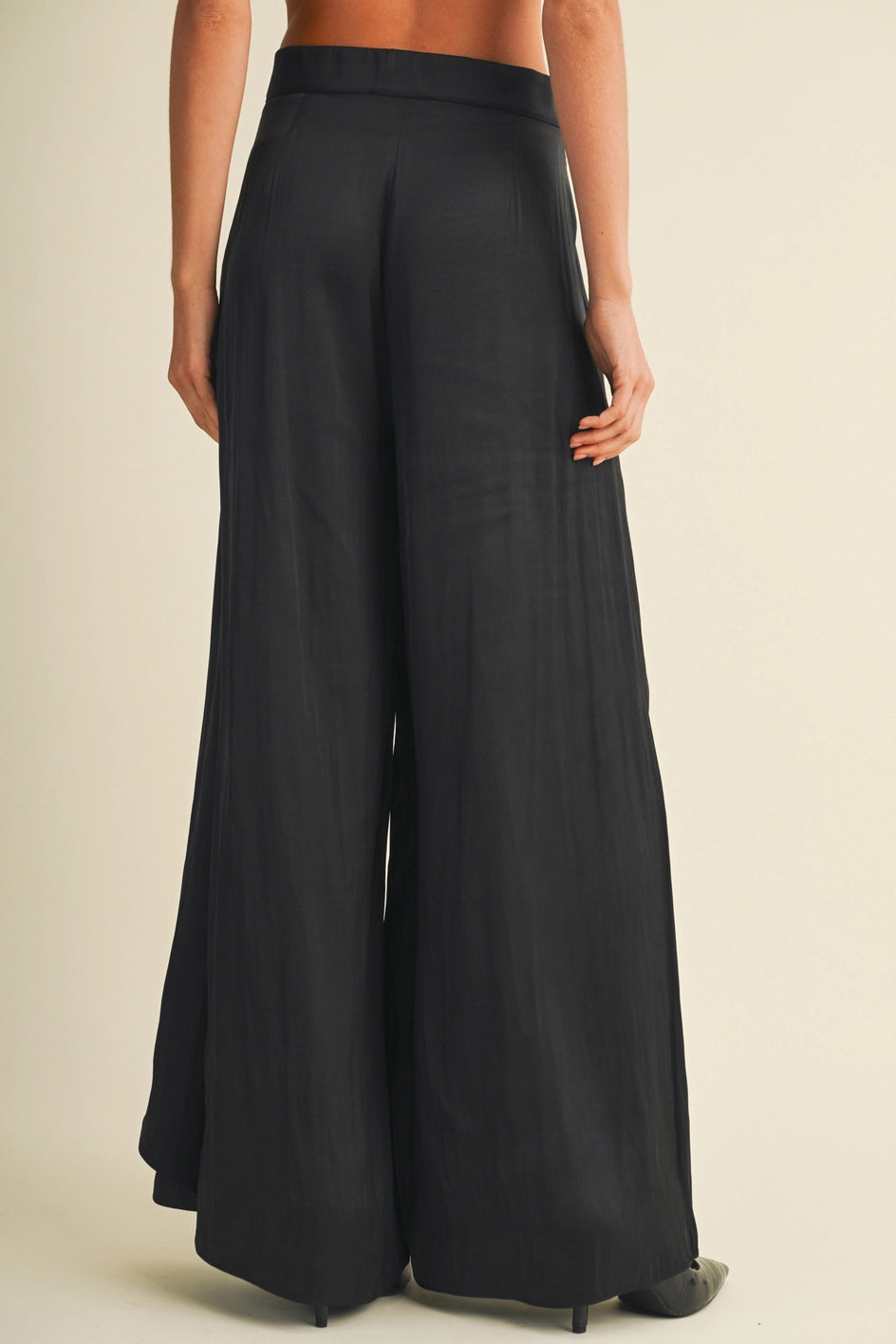 Wide-Leg Front Overlay Palazzo Trousers