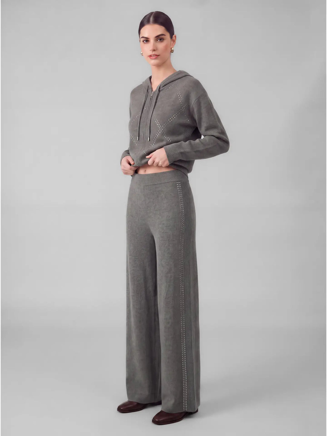 Rhinestone Knit Sweater Pants