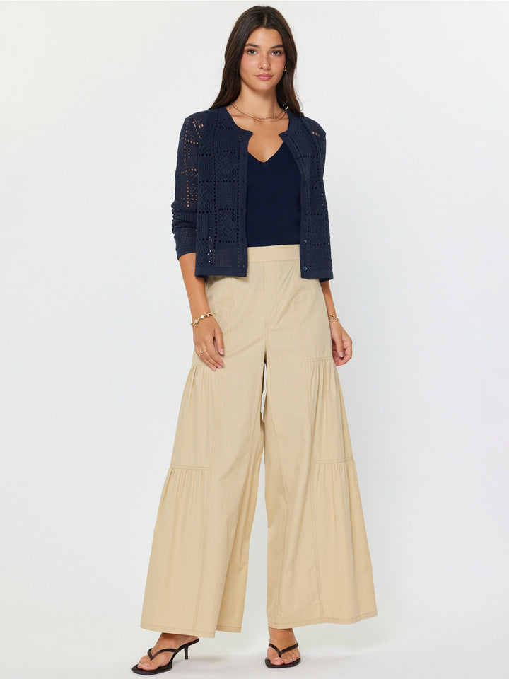 Cotton Tiered Wide-Leg Palazzo Pants