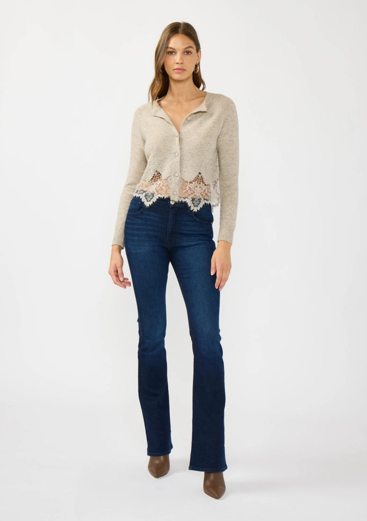 Lace Trim Button Front Cardigan