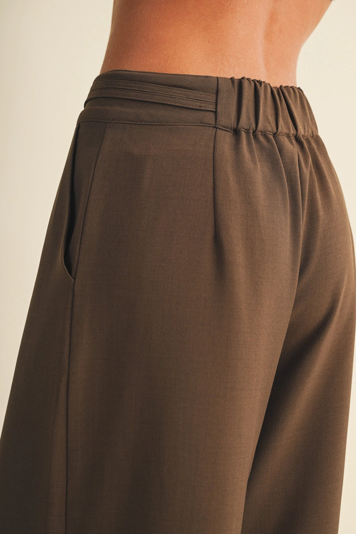 Asymmetric Tie-Waist Wide-Leg Trousers