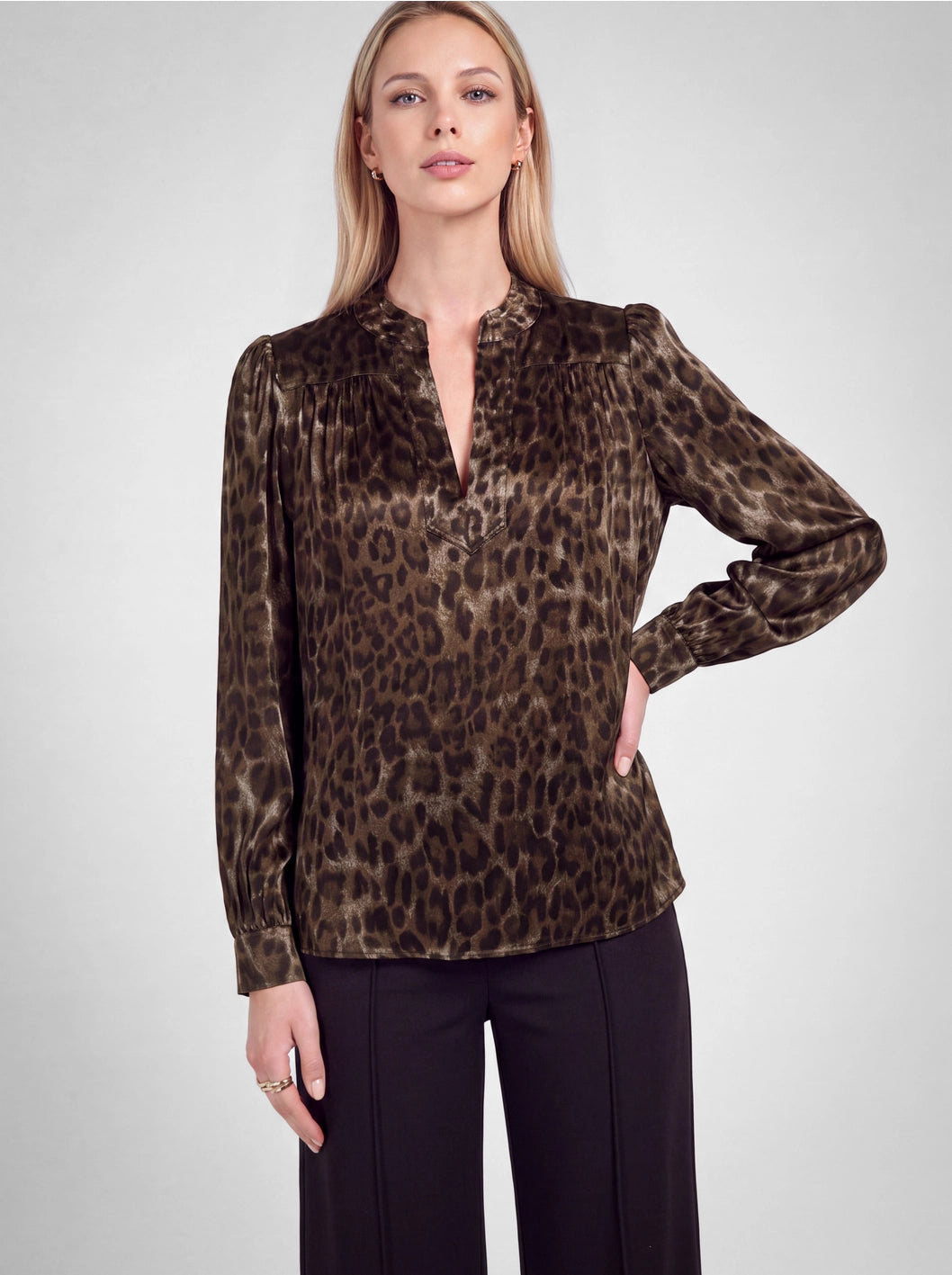 Leopard Printed LSlv Blouse