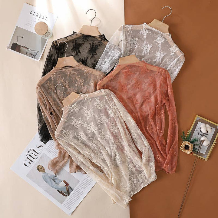 Sheer Mesh Floral Lace Top