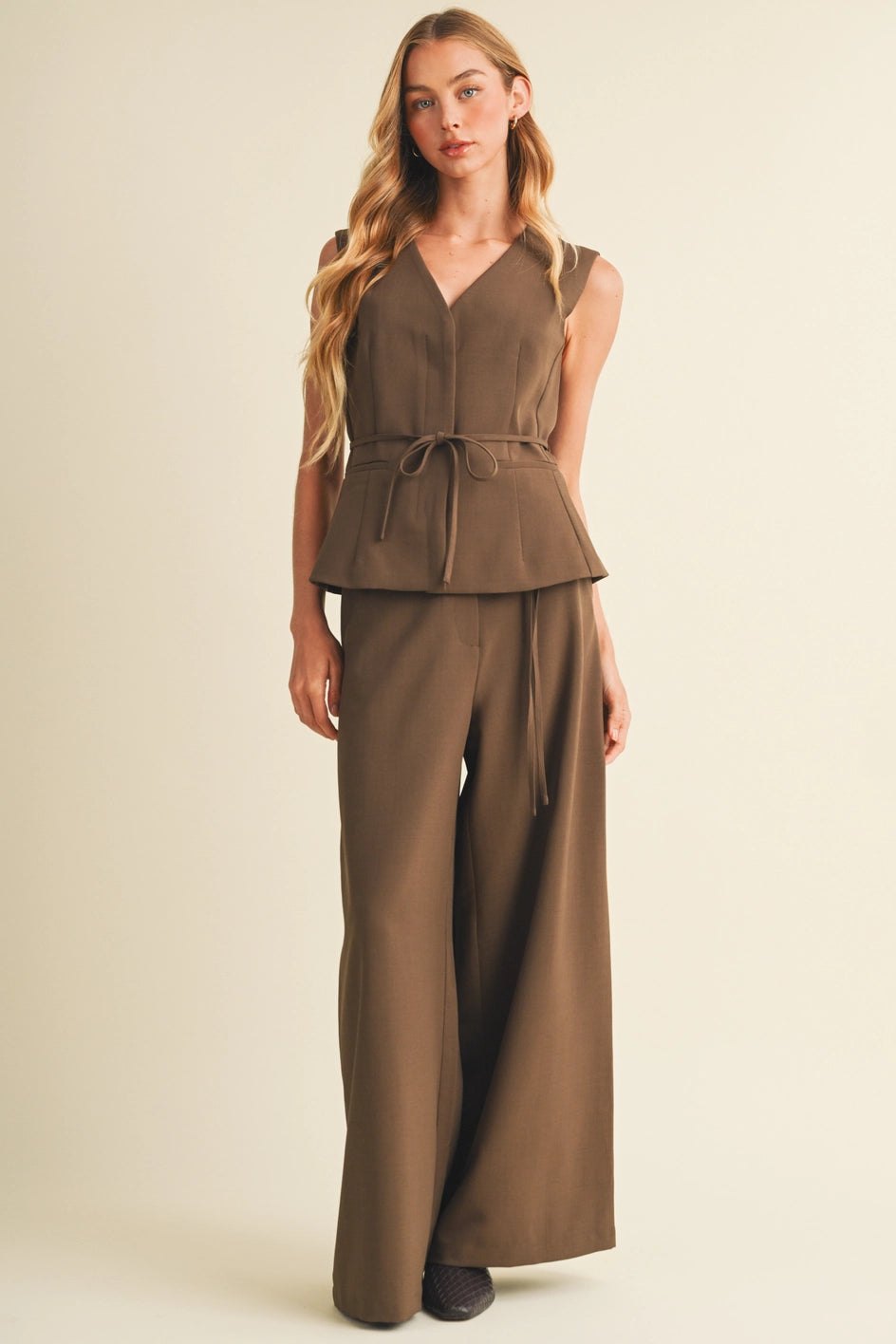 Tie-Waist Peplum Vest