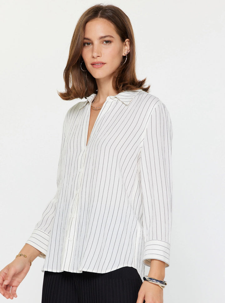 Pinstripe Button-Down Long Sleeve Shirt