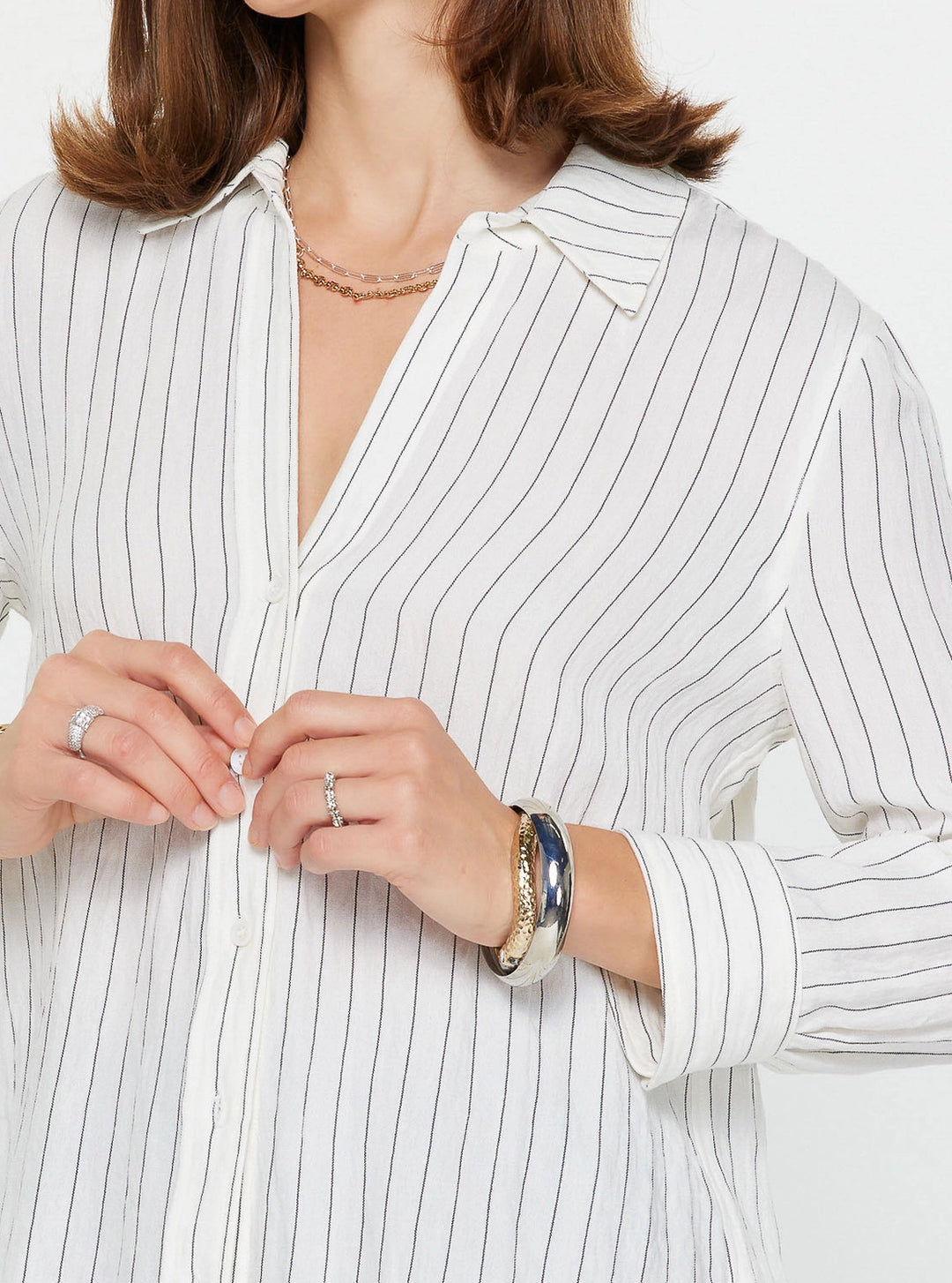 Pinstripe Button-Down Long Sleeve Shirt