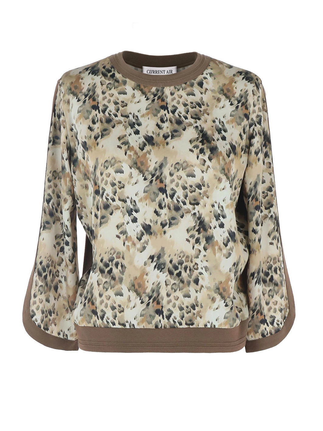 Leopard Print Mixed Media Top