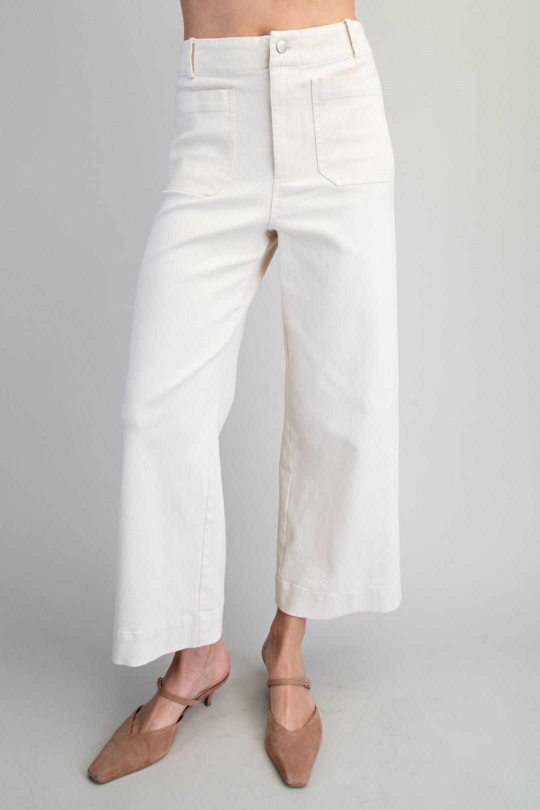 Soft Washed Wide Leg Pants - White