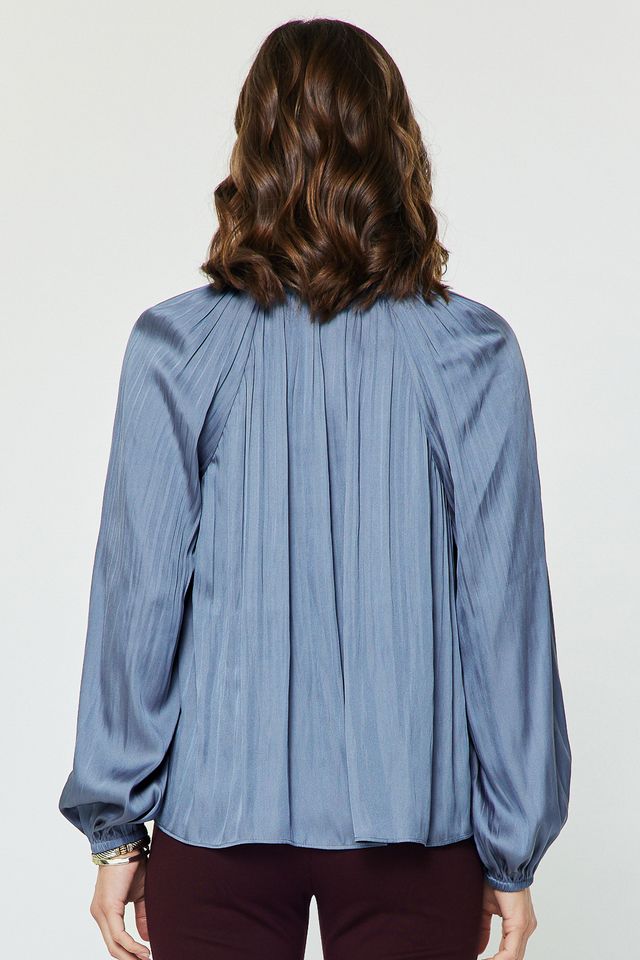 Pleated Long Sleeve Blouse