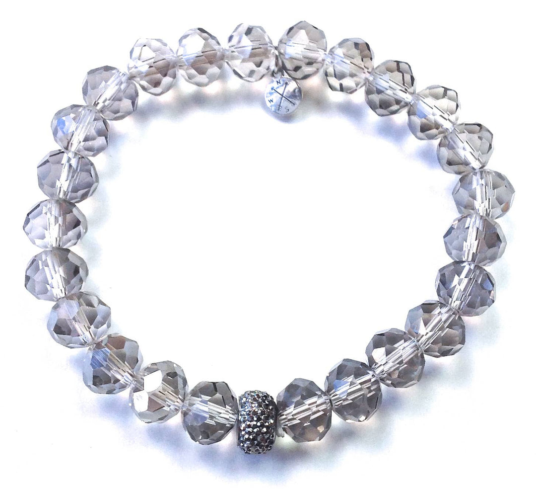 10mm Faceted Glass Stretch/Grey