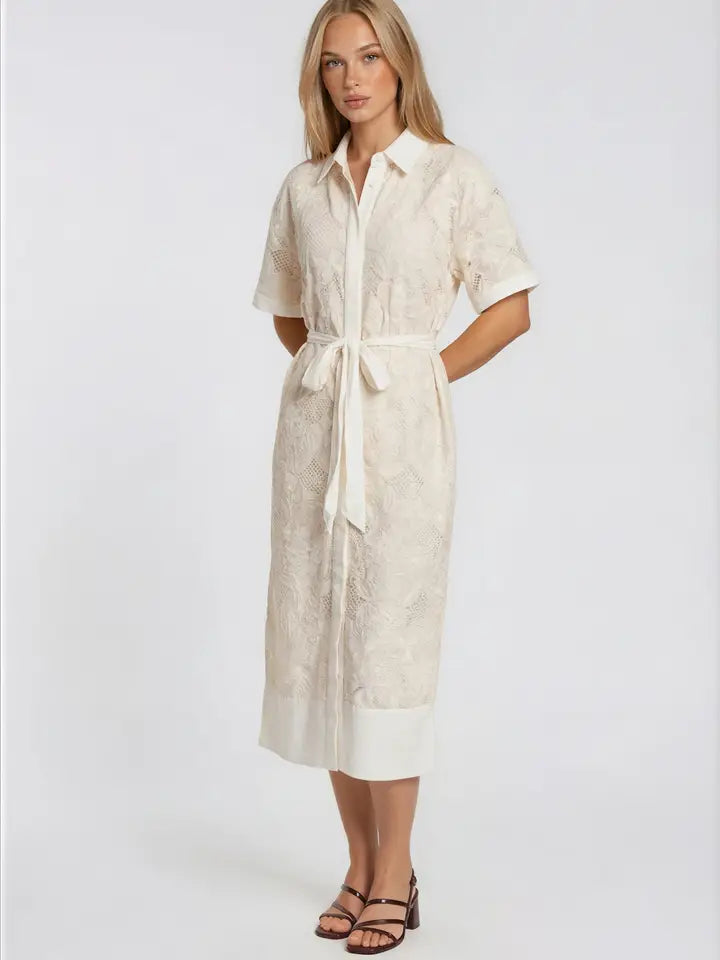 Lace Midi Shirt Dress