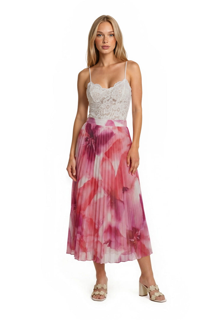 Watercolor Pleated Chiffon Skirt