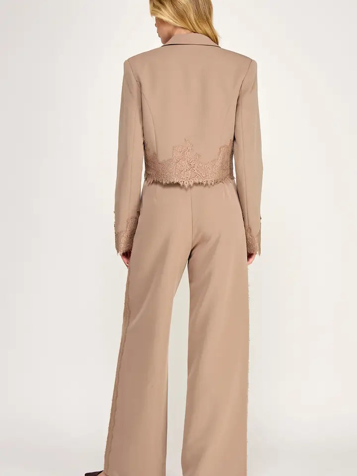 Lace Trim Dress Pants
