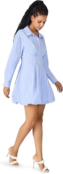 Arielle Striped Dress in Blue