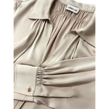 Satin Tie-Neck LSlv Blouse