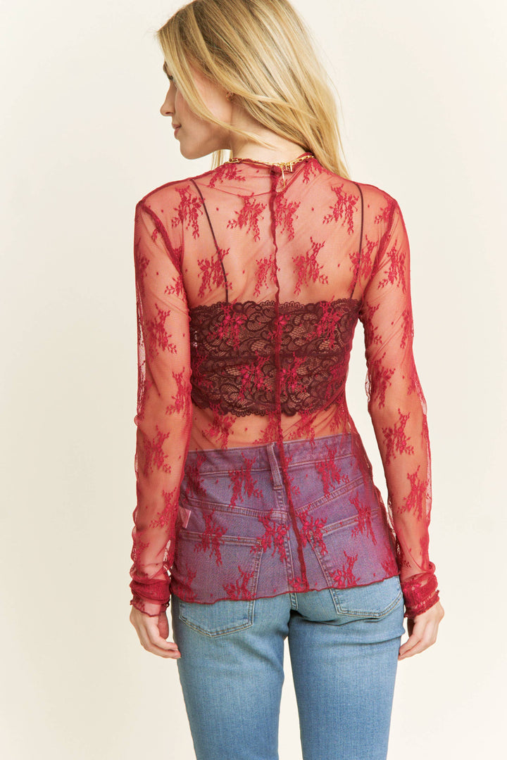 LS MESH LACE TOP