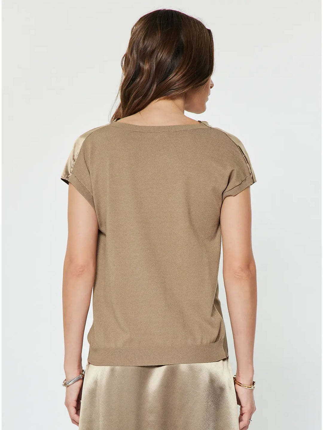 Cowl Neck S-Slv Silk Sweater Back Blouse