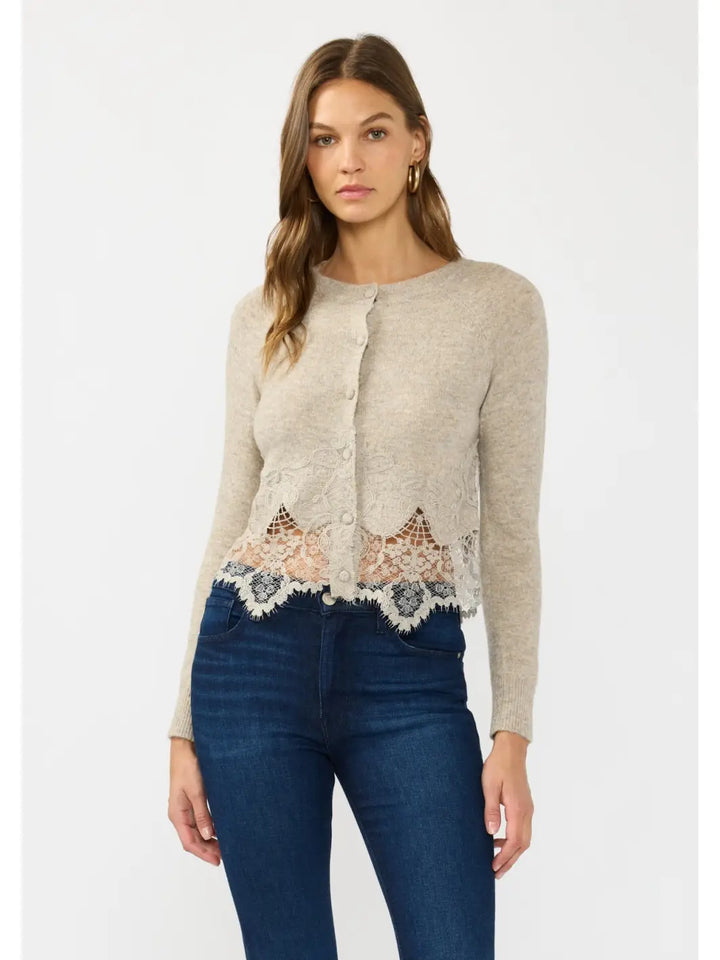 Lace Trim Button Front Cardigan