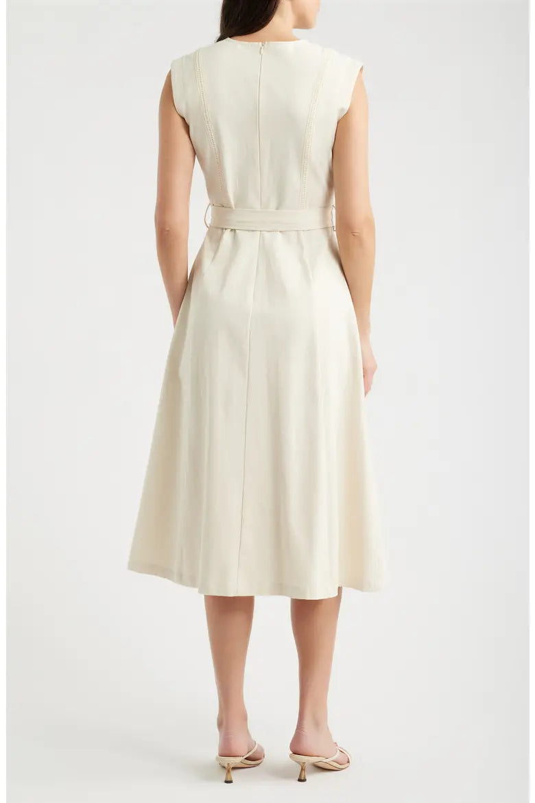 Stitch Tie Waist Midi Dress