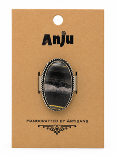 Handcrafted Kashi Semiprecious Stone Ring - Bumblebee Jasper